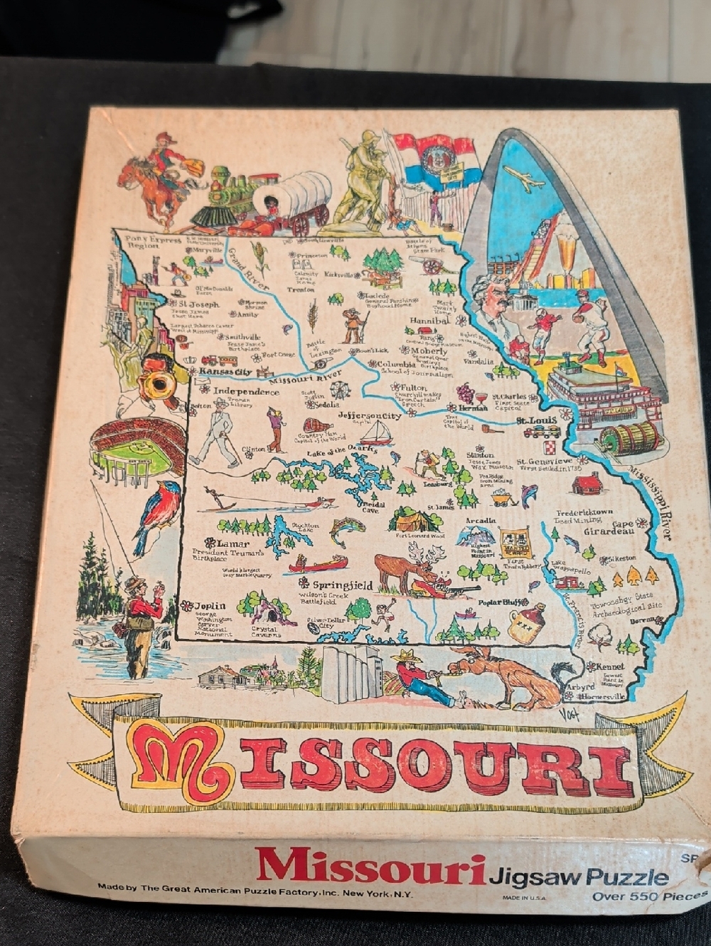 Vintage 1977 Missouri Illustrated Map Jigsaw Puzzle 550 Pieces